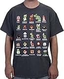 Nintendo Men's Pixel Cast T-Shirt, Large, Navy