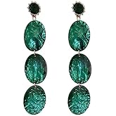 emerald green earrings for women trendy Green dangle earrings Evening earrings Large green earrings for women huntergreen pierced earrings