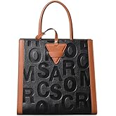 Leather leather handbag large capacity letter detachable shoulder strap color-blocked triangle women's single tote bag