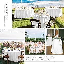6 Pack White Round Tablecloths 132 Inch White