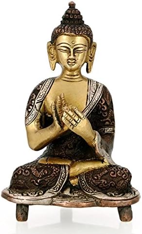 AapnoCraft Buddha Brass Statue Tibetan Dhayni Dharamchakra Shakyamuni Piece Harmony Sculpture