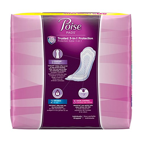 Poise Incontinence Overnight Pads, Ultimate Absorbency, Long, 45 Count