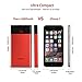 Slim Power Bank 10000mAh, Pisen Dual-USB Output Portable Charger, Compact External Battery Pack 2.4A Fast Charge with LED Display for iPhone, Samsung Galaxy and More (Red)