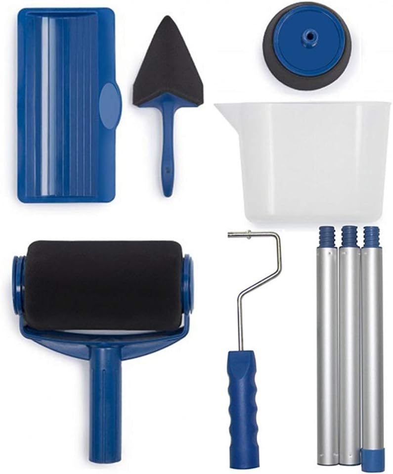 8pcs Set Multi-Use DIY Paint Wall Roller Brush Home Painting Handle Tools Kits