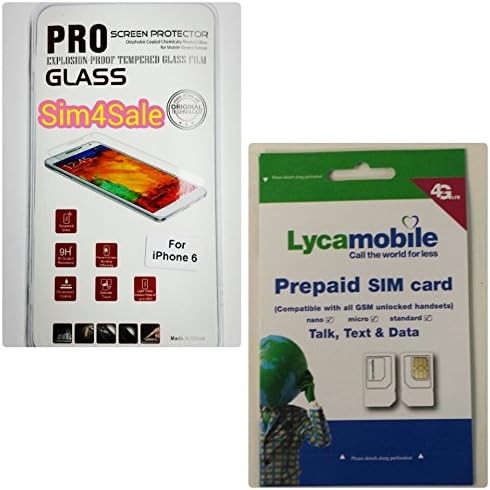 Lycamobile Preloaded Sim Card with First 2 Months $29 Monthly Plan FREE & FREE Iphone 6 TEMPERED GLASS FILM