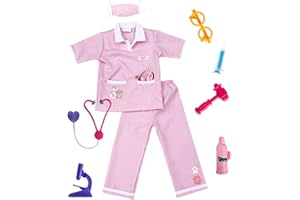 lontakids Kids Animal Doctor Role Play Costume Veterinarian Pretend Play Dress Up Set with Medical Kit (6-8 Years, Pink)
