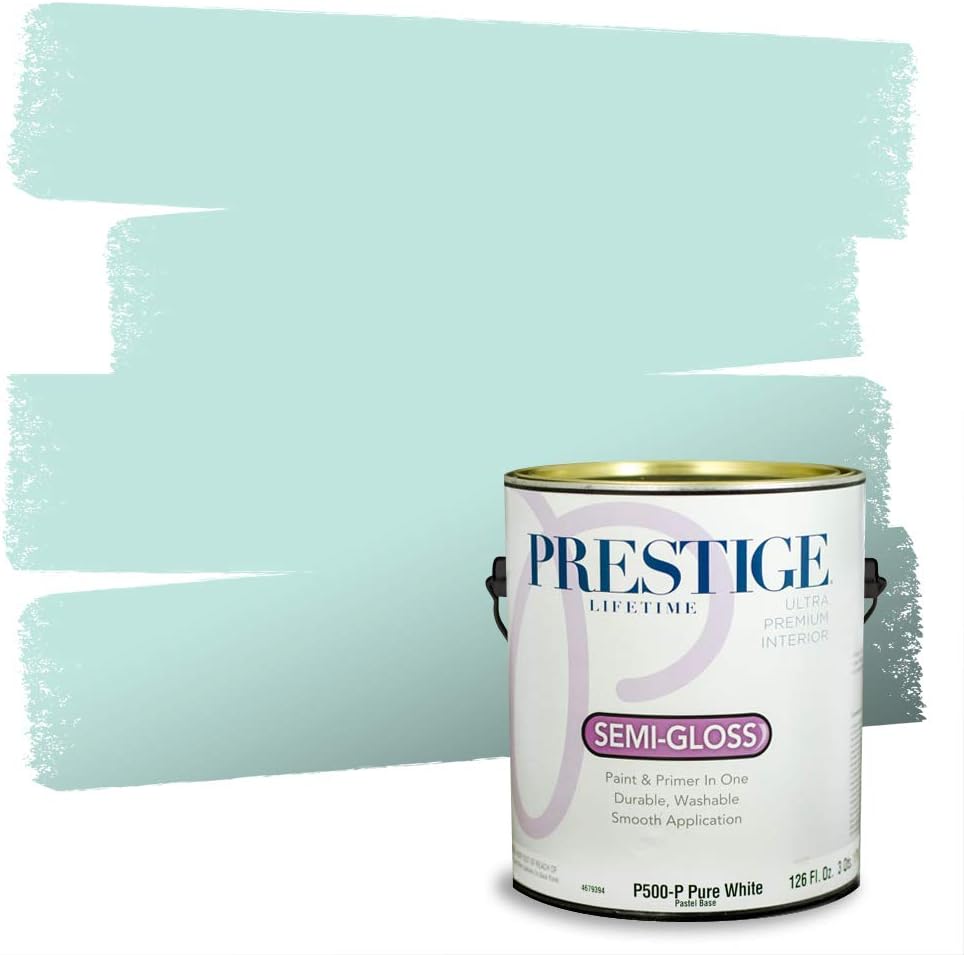 Prestige Paints P500-P-SW6757 Interior Paint and Primer in One, 1-Gallon, Semi-Gloss, Comparable Match of Sherwin Williams Tame, 1 Gallon, SW135-Tame Teal