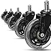 Office Chair Caster Wheels Replacement (Set of 5) - Rollerblade Style - Safe & Smooth Rolling for All Floors (Hardwood, Carpet, Tile) - Non Marking or Scratching Soft PU Wheels - redwood productz