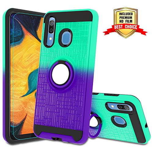 Atump Mint/Purple Case with Rotating Ring Holder for Samsung
