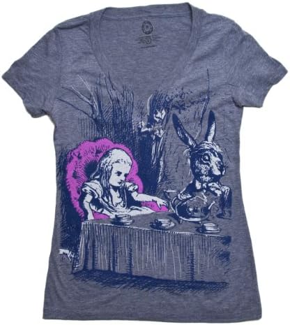 "Alice in Wonderland" Women's Slim Fit V-neck Literary T-shirt by Out Of Print Clothing (Women's Medium)