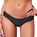 FITTOO Women's Brazilian Bikini Thong Back Ruched Bottom Cheeky T-Back Swimwear Black S