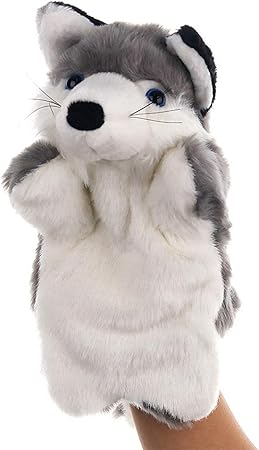 Amazon Murakush ぬいぐるみ ビッグハンドパペット 動物 ベビー 布 教育 認識 ハンド玩具 指人形 可愛い おもしろい ギフト 灰色キツネ 25cm ぬいぐるみ おもちゃ