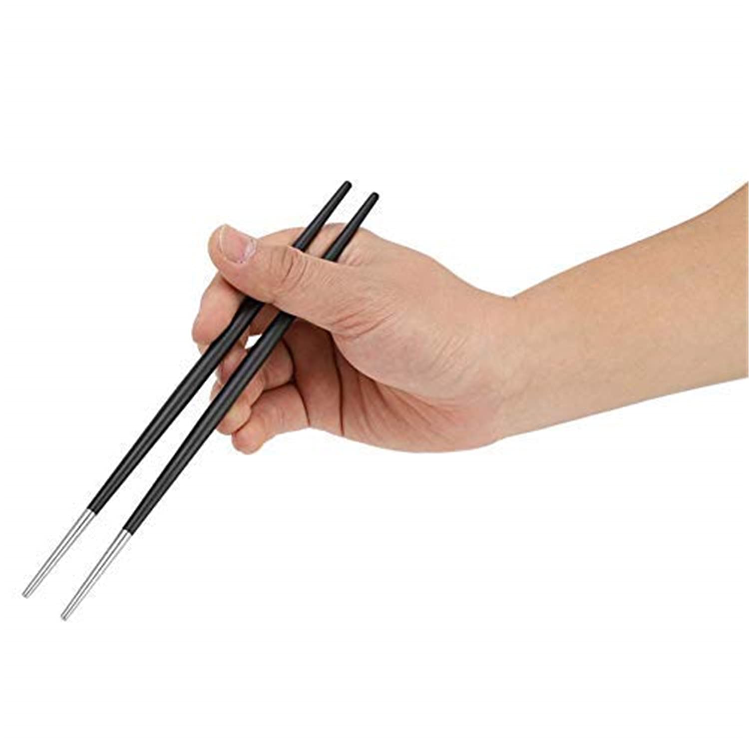 TOPINCN Chopstick Japanese Sushi Chopsticks Tableware Set Lightweight Chopstick 304 Stainless Steel Rust Resistant(Silver Black)
