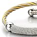 COOLSTEELANDBEYOND Stainless Steel Twisted Cable Cuff Bangle Bracelet for Mens for Women Silver Gold Two-Tone Polished