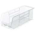 Akro-Mils 30224 AkroBins Plastic Storage Bins, Space-Saving Stackable Bins, Garage Organization Bins, Pantry Organization, Craft Storage, 11-Inch x 4-Inch x 4-Inch, Clear, 12-Pack