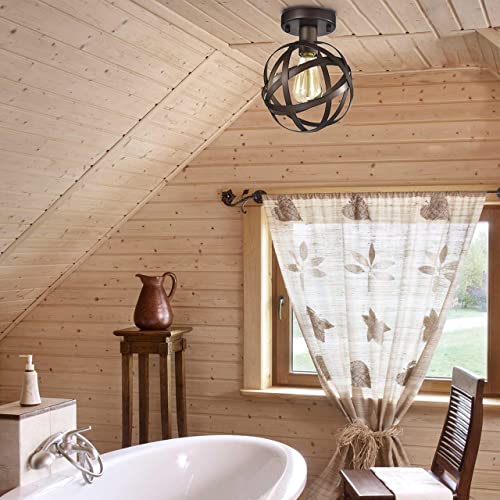 Semi Flush Mount Ceiling Light Bronze Orb Chandelier 1 Light Small