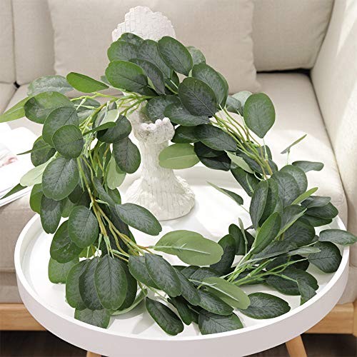 PUPOUSE Eucalyptus Garlands Artificial Greenery Garland Faux Silk Eucalyptus Vines Wedding Backdrop Wall Arch Wall Decor Flower Arrangement Green