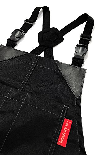 Under NY Sky Cross-Back Barber Black Apron – Heavy-Duty Nylon, Water and Chemical Resistant, Zipped Pockets, No-Tie, Split-Leg – Adjustable for Men, Women – Pro Hair Stylist, Salon, Colorist, Artist - Thumbnail 2