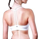 Women's Yoga Bra Light Support Cross Back Wirefree Pad Soft Queenie Ke Size L Color Angle White