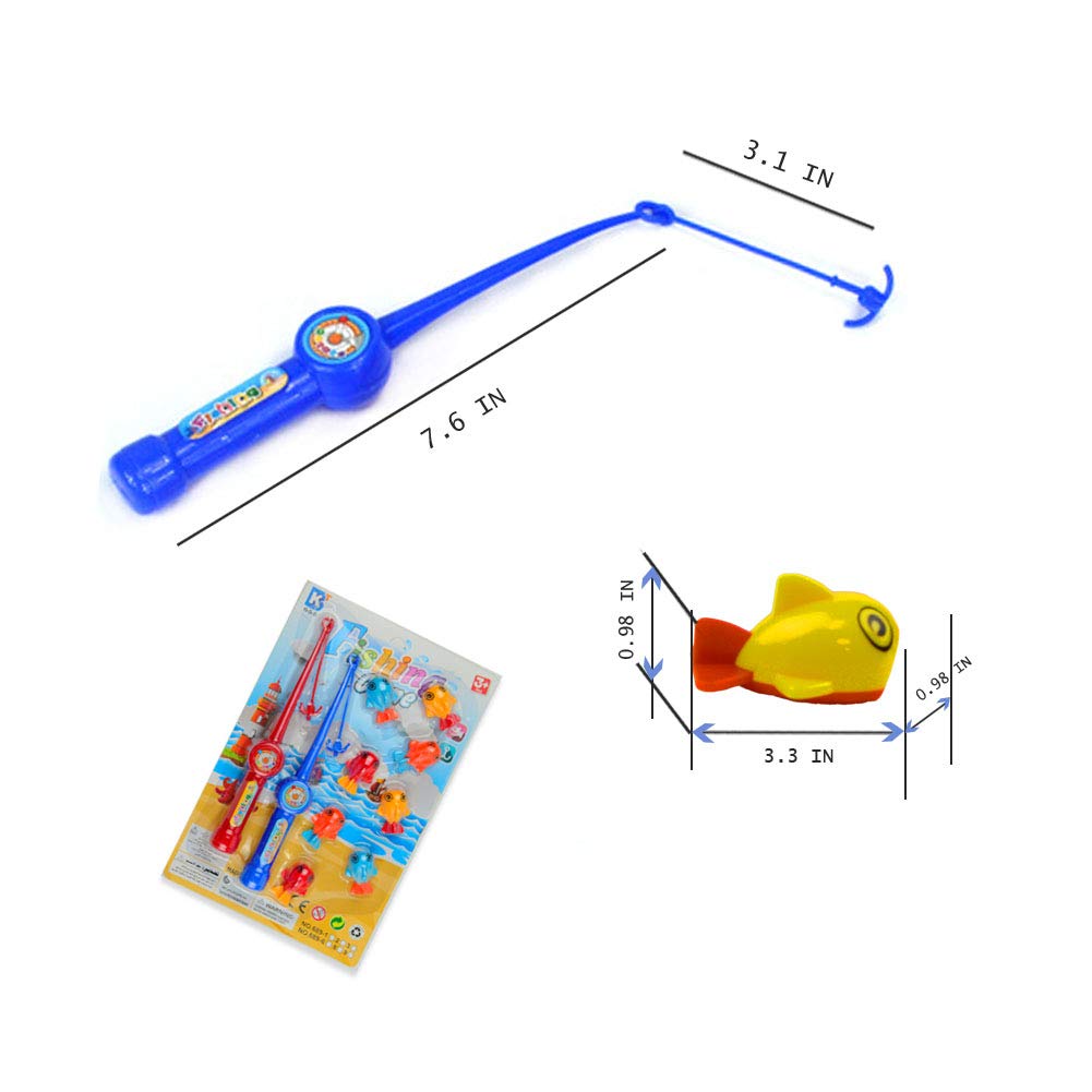 Bolomi Fishing Game Toys Bathtub Floating Fishing Game Toy Set for Kids-8 Pcs Plastic Floaters Fish+2 Pcs Fun Fishing Rod