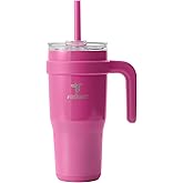 REDUCE 24 oz Stainless Steel Tumbler with Handle - Dual-Wall Vacuum Insulated Travel Mug, Sweat-Proof Lid & Reusable Straw - Keeps Drinks Cold for 24 Hrs, Fits Cupholders, Dishwasher Safe - Sangria