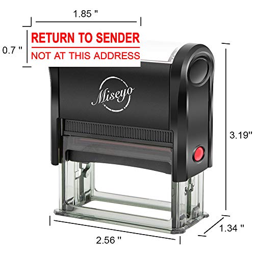 Return to Sender NOT at This Address - Miseyo Self Inking Rubber Stamp - Red Ink - Large Size (2 Refill Ink pad Included)