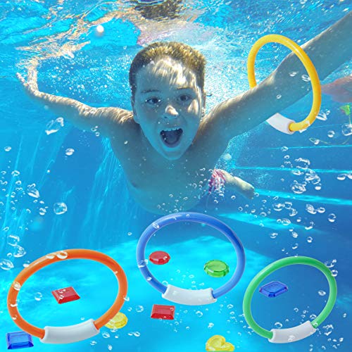 Ranphykx 22 Pack Underwater Swimming/Diving Pool Toys Diving Rings(4 Pcs), Toypedo Bandits(4 Pcs), Diving Sticks(3 Pcs), Fish Toys (3 Pcs) with Under Water Treasures (8 Pcs) Gift Set Bundle