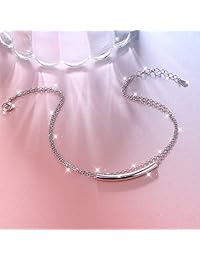 Tobillera ajustable de plata de ley 925 para mujer