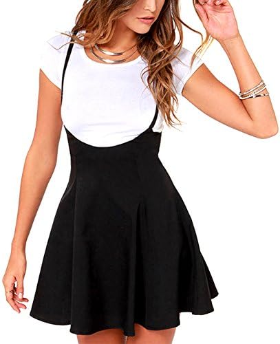 RARITY-US Women's Mini Suspender Skirt High Elastic Waist Versatile Flared  Hem Overall Dress Sleeveless Sundress Black price in UAE | Amazon UAE |  kanbkam