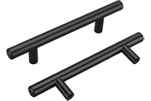 homdiy 25 Pack Black Cabinet Handles 3-3/4in(96mm) Hole Centers Drawer Pulls Black Kitchen Cabinet Handles T Bar Stainless St