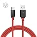 USB Type C Cable, BlitzWolf 8.3ft 3A Durable Nylon Braided USB 2.0 to Type C Cable Data Transfer or Charging Cord with Magic Tape Strap for New MacBook, Google ChromeBook Pixel, Nexus 5X, (8.3ft Red)