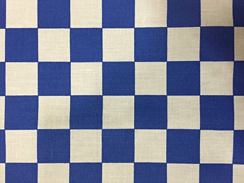 Royal Blue One Inch Checkered Poly Cotton Fabric - Sold By The Yard - 58