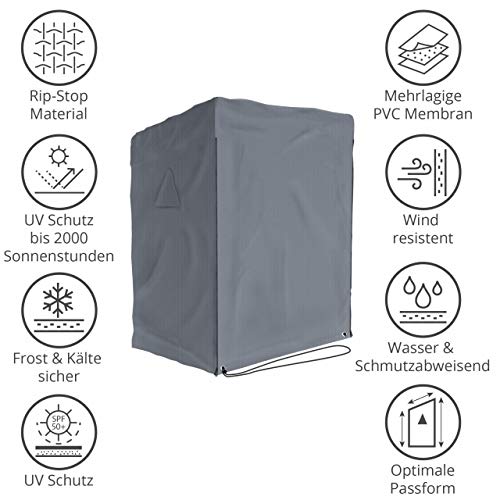 SANZARO Strandkorb Schutzhülle winterfest 135 cm passend für 120 breit | RipStop-Technologie mit 600D Oxford Stoff… – Bild 3