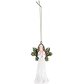 Dicksons Decorative Holiday Hanging Christmas Tree Ornament 2 x 4 Inch Resin Praying Angel with Holly Wings