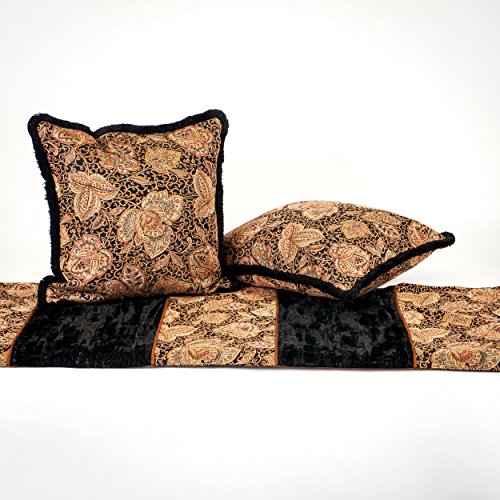 Antique Velvet Luxury Bed Runner And Toss Pillow Matching Set