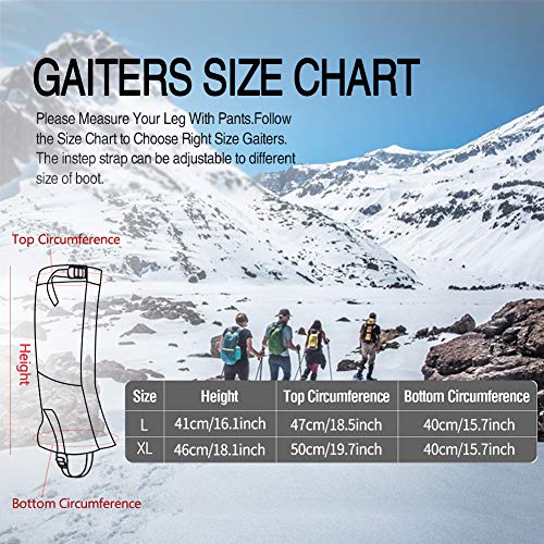 IDAND Leg Gaiters for Hiking Waterproof Snow Boot Gaiters Anti-Tear Oxford Fabric Snow Shoes for Outdoor Hiking Walking Hunting Climbing Mountain