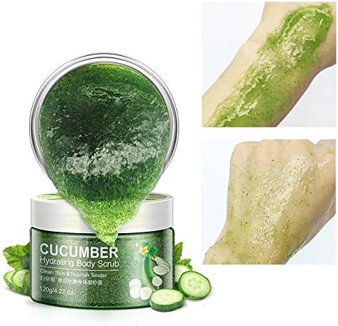BIOAQUA Body Scrub Shea Butter Almond Cucumber Strong Moisturizing Hydrating Cleaning Skin Long Lasting Nourishment Smoothing Essence (CUCUMBER) - Image 4