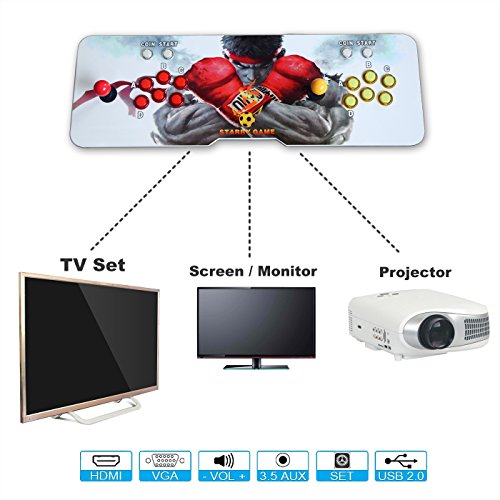 Easyget-Retro-Arcade-Game-Console-680-Classic-Games-2-Players-Pandoras-Box-4S-Arcade-Game-Console-Ultra-Slim-Metal-Double-Stick-2017-New-Design-Black-White