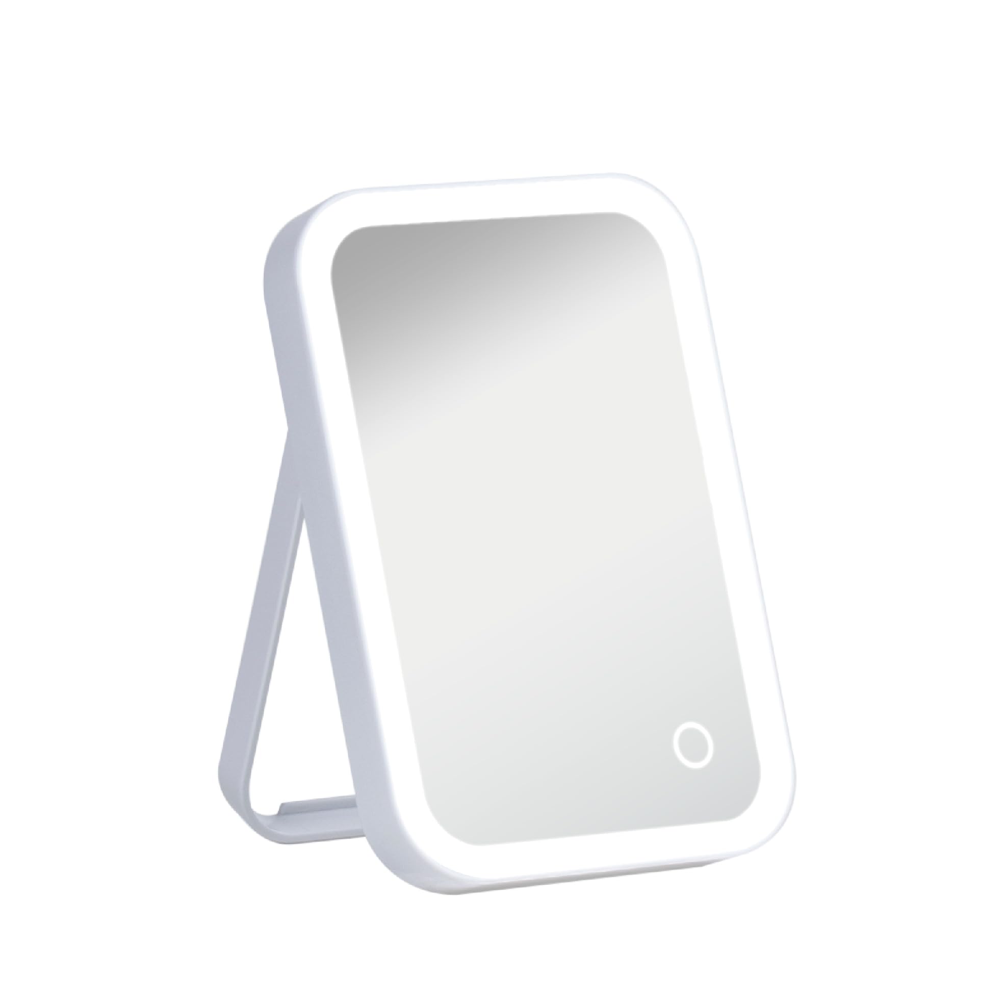 Bauer Vanity Mirror with LED Ring Light/Wireless USB Rechargeable / 3 Light Settings (Rectangular)