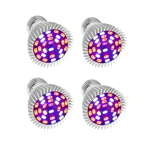 Taopu 28W Led Grow light Bulb Full Spectrum E27 Growing Plant Lamp for Greenhouse Hydroponic Aquatic Indoor Plants-4PCS