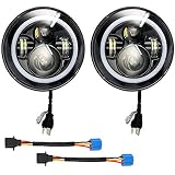 thumbnail image 2 of 7 Inch Round LED Headlights – Hi/Lo Beam – Black Housing – For Jeep Wrangler JK TJ LJ CJ 97-18 & More – 5 Yr Warranty 2 of 6