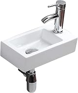 iropro Ceramic Small Wall Mount Sink 370x180mm RH Left/Right Tap Hole view 6