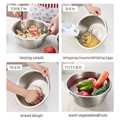 ALPS 304 Stainless Steel Mixing Bowls without Lids Set of 5 for Kitchen