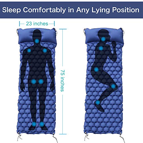 WEINAS Sleeping Pad, Ultralight Inflatable Sleep Pads for Camping Backpacking with Pillow Compact Air Mat Portable Lightweight Mattress for Hiking Hunting Traveling Fishing Biking