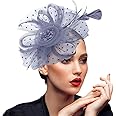 Fascinators Hats 20s 50s Pillbox Hat Cocktail Tea Party for Women (Grey, One Size)