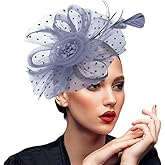Fascinators Hats 20s 50s Pillbox Hat Cocktail Tea Party for Women (Grey, One Size)