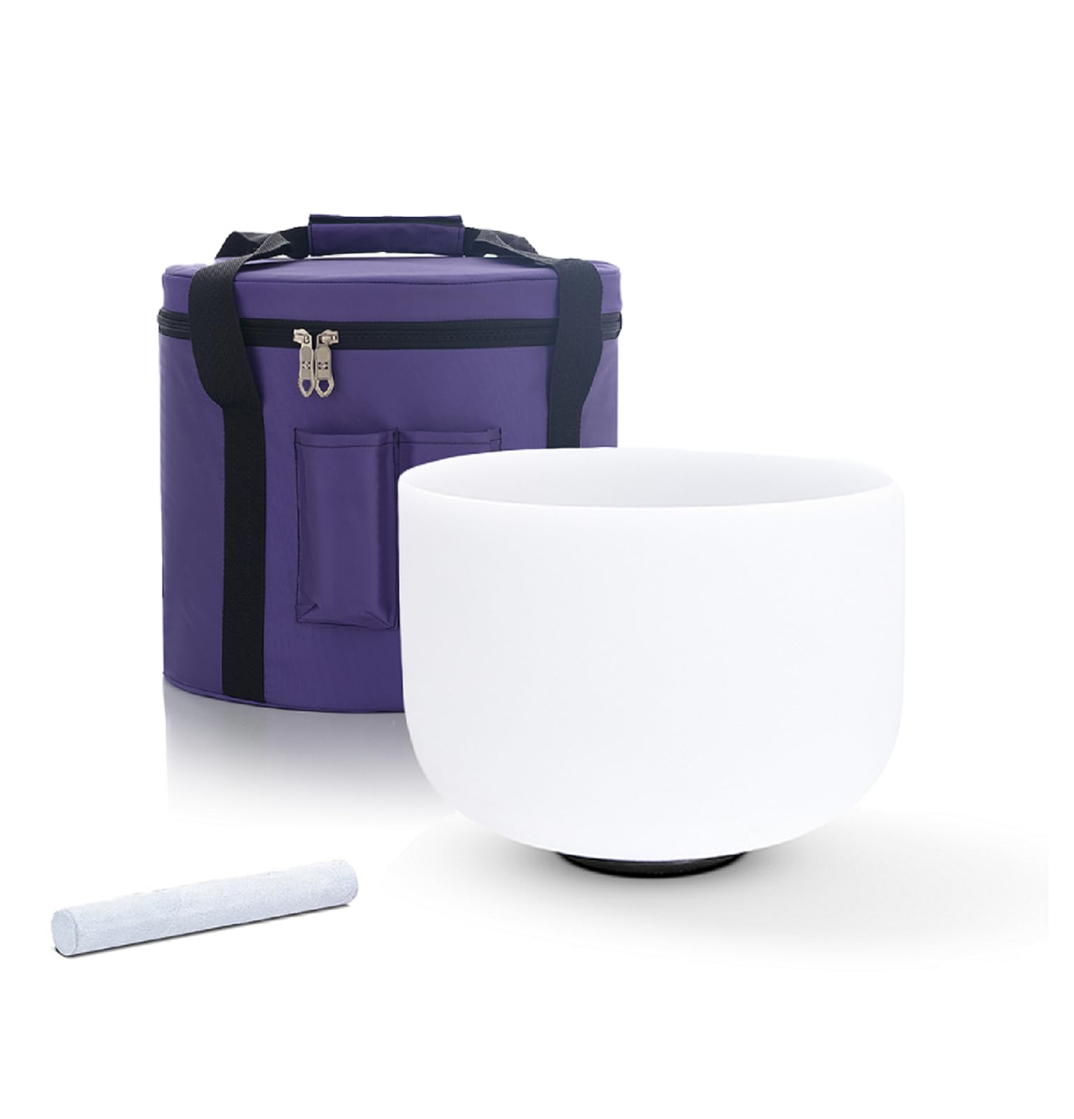 Photo 1 of KVKA 8 Inch Crystal Singing Bowl, C Note Root Chakra, Frosted Quartz Sound Bowl,With Carrying Case,Suede Striker (432 hz, C Note Root Chakra)