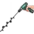 GreatforU Auger Drill Bit, Non-Slip 2.5" x 16" Garden Plant Flower Bulb HEX Shaft Auger, Earth Auger Spiral Bit, Post or Umbrella Hole Digger for 3/8" Hex Drive Drill, Free 3 Gardening Shovel Tools