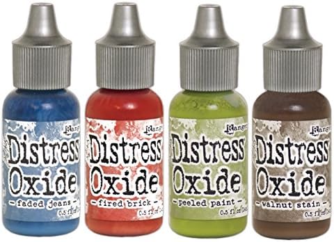 SPECIAL BUNDLE: Ranger Tim Holtz Distress Oxide Reinkers 4 Pack - Faded+Fired+Peeled+Walnut (A1)