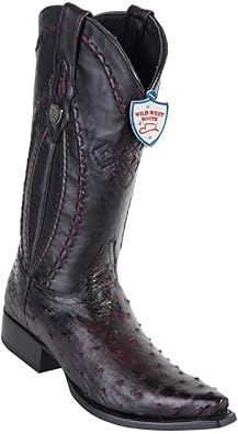 black cherry ostrich cowboy boots